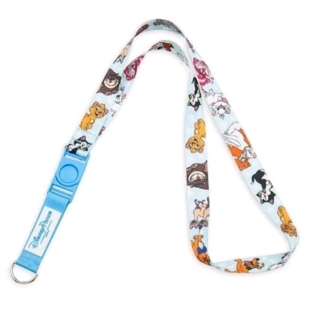 Disney Parks Dogs & Cats White Paws Reversible Light Blue Lanyard New Ship